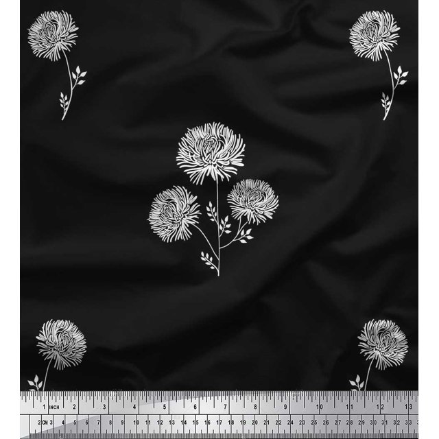 Soimoi Georgette Viscose Fabric Wild Flower Print Sewing Fabric Yard 42 Inch Wide