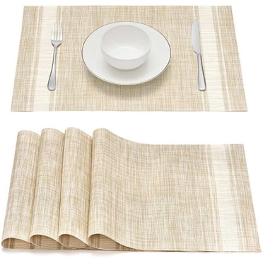 Ensemble de 4 Napperons Tissés, Napperons Résistants à la Chaleur, Antidérapants, Lavables, en PVC, Napperons Carrés pour Table, pour Cuisine et Salle à Manger, Fêtes
