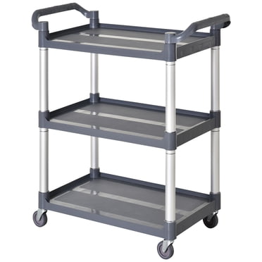 HOMCOM Utility Cart on Wheels, 3-Tier Rolling Cart for Kitchen, Grey
