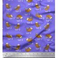 thumbnail image 1 of Soimoi Purple Poly Georgette Fabric Waves & Fish Ocean Printed Fabric 1 Yard 52 Inch Wide, 1 of 3