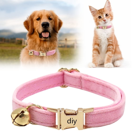 Colored Velvet Cat Collar Customized Engraved Light Gold Buckle Nylon Material Breakaway Buckle for Small Large Cats