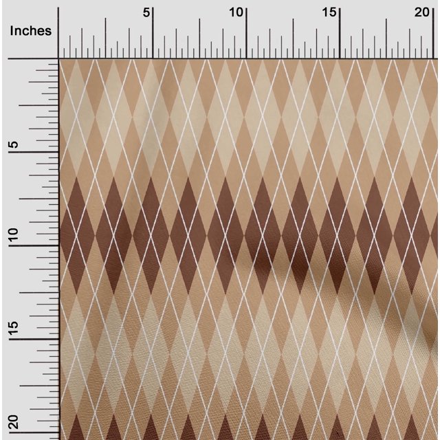 oneOone Cotton Silk Tan Fabric Argyle Check Craft Projects Decor Fabric Printed By The Yard 42 Inch Wide
