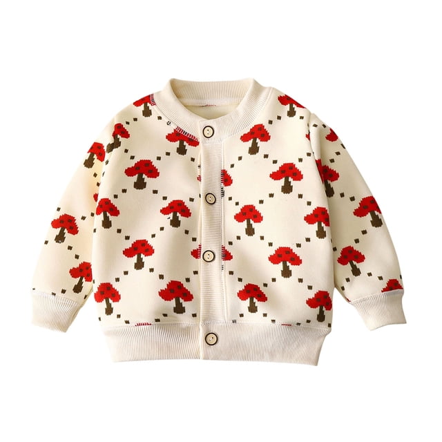 Yanlir Cardigan Classique en Tricot pour Enfants, Chandail Chaud à Col Rond, devant Boutonné, Vêtement d'Extérieur pour Enfants, Hauts Tricotés à Manches Longues à Col en V, 3-8 Ans (Beige#9, 4 Ans)