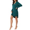 thumbnail image 4 of INSPIRE CHIC Chemise de Nuit à Manches Longues pour Femme, Col à Revers Cranté, Boutonnée, S Vert Foncé, 4 of 6