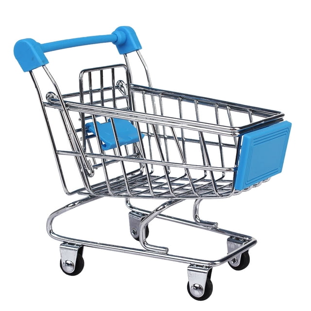 Kids Children Mini Shopping Entertainment Trolley Home Room Office Decor Toy Blue