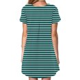 thumbnail image 3 of FcBaudy Robe à Manches Courtes à Col Rond Longueur Genou, Robes d'Été pour Femmes Robe T-Shirt d'Été Décontractée pour Femmes Tunique Ample à Manches Courtes avec Poches pour Femme Jupe Imitation Coton, 3 of 5