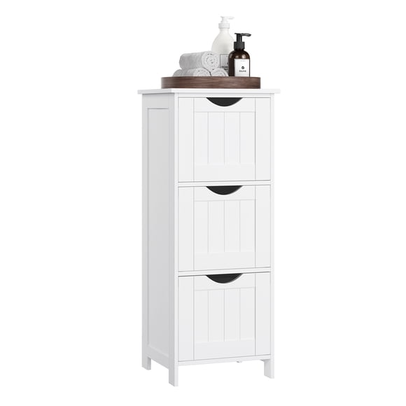 VASAGLE Bathroom Floor Cabinet, Free-Standing Storage Cabinet with 3 Drawers, 11.8 x 12.6 x 31.9 Inches, for Bathroom, Living Room, Kitchen, Modern Style, Matte White