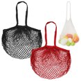 thumbnail image 1 of Uxcell Lot de 2 Sacs en Maille de Coton, Sacs d'Épicerie en Filet Réutilisables et Lavables pour le Magasinage [Rouge, Noir, Longue Poignée], 1 of 2
