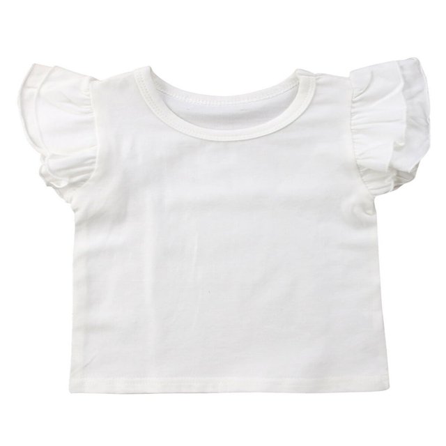 Infant Toddler Baby Girl Top Basic Plain Ruffle T-Shirt Blouse Casual Clothes
