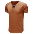 thumbnail image 2 of BOBOGOJP T-Shirts pour Hommes Manches Courtes Décontracté Uni Imprimé Henley (Rouge,G), 2 of 4