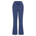 thumbnail image 4 of CEHVOM Women Casual Cotton And Linen Solid Drawstring Elastic Waist Long Straight Pants, 4 of 6
