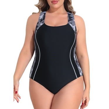Charmo Plus Size Swimsuit for Womens One Piece Athletic Racerback Bathing Suits