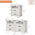 thumbnail image 2 of WAMPAT Table de Chevet Haute, 2 Pcs, Table de Chevet à 6 Tiroirs, Chambre, Tables d'Appoint pour Salon avec Commode, Blanc Antique, 2 of 7