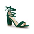 thumbnail image 1 of BLISSFUL STEP Sandales pour Femmes Unies d'Été à Talons Blocs à Lacets Vert 6,5, 1 of 8