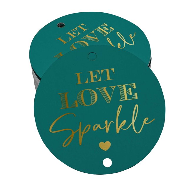 Inkdotpot Gold Foil Paper Hang Tags Let Love Sparkle Wedding Favor Tags 50 Pieces