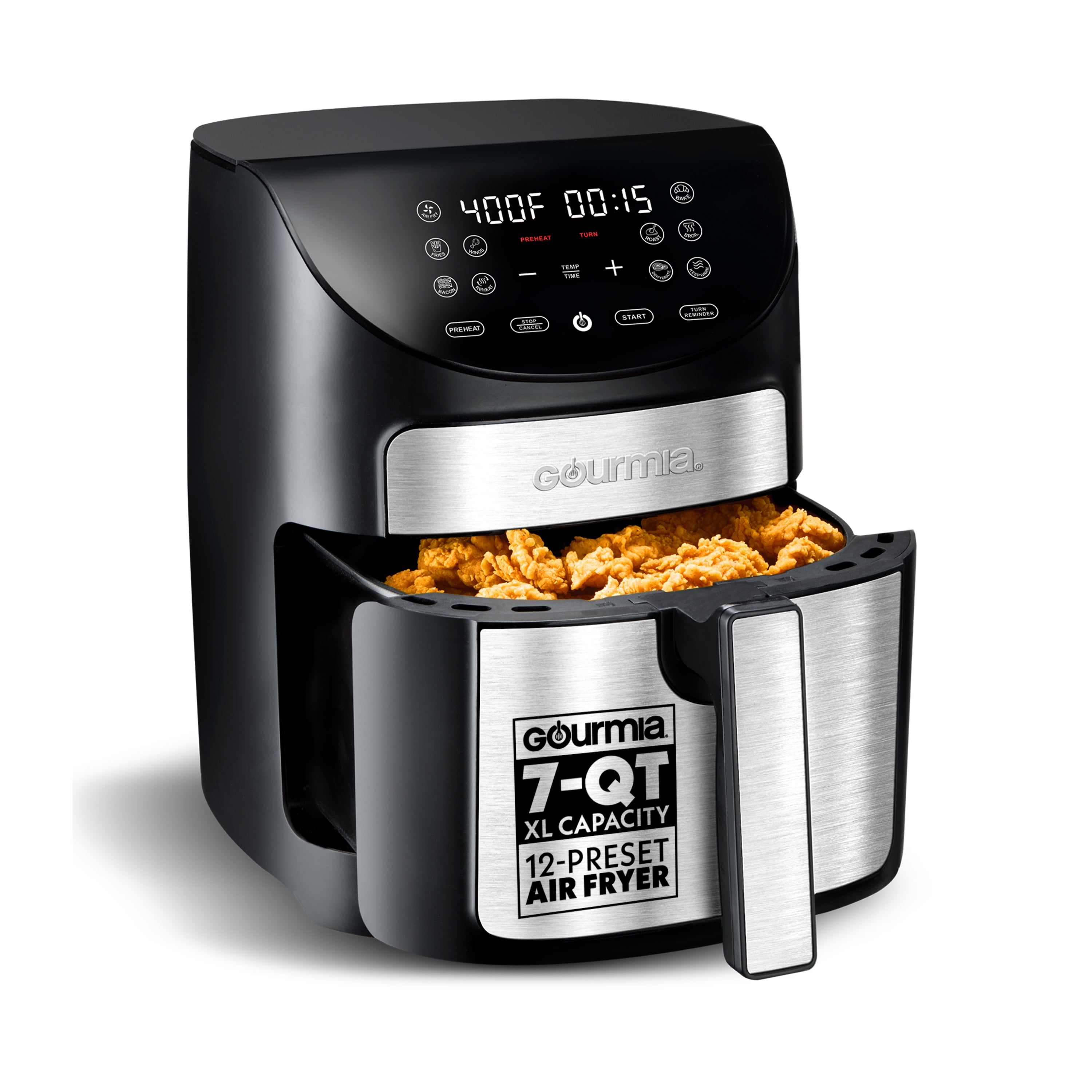 キッチン家電 Gourmia 7-Quart Digital Air Fryer Gourmia 7 Quart Digital Air Fryer, Black - Preheat and Turn