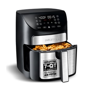 Gourmia 7 Quart Digital Air Fryer, Black - Preheat and Turn Reminder