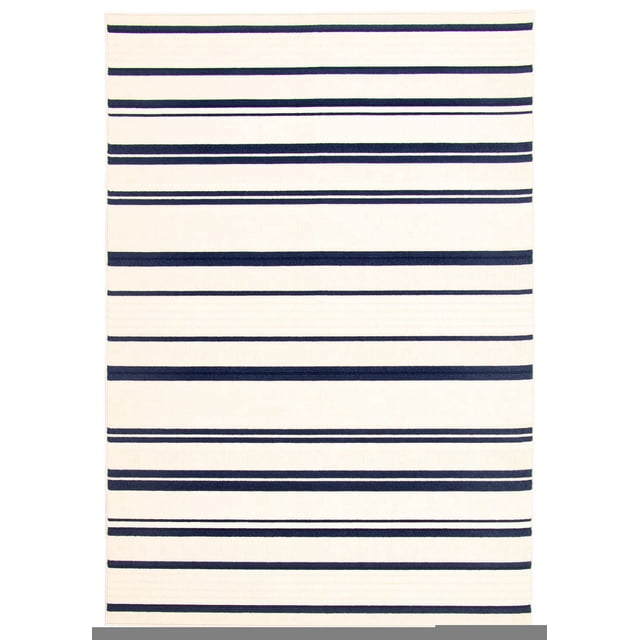 ECARPET Indoor/Outdoor for Balcony, Patio and Garden Arthur Blue, Ivory Rug