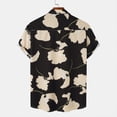 thumbnail image 4 of EGNMCR Men Casual Buttons Color Block Print With Pocket Turndown Short Sleeve Shirt Blouse, 4 of 9
