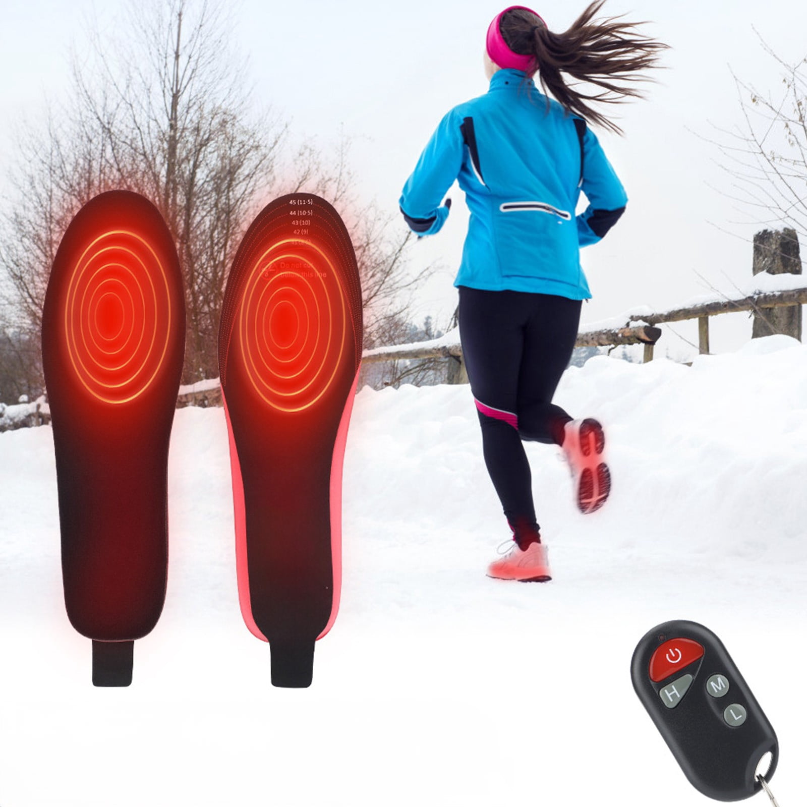 Lisbinx Semelles Chauffantes Rechargeables Usb pour l'Hiver - Chauffe-Pieds Réglables à 3 Températures / 4-8 Heures de Chauffage / 2 Tailles (26Cm/30Cm) / Ski & Usage Extérieur / Inclut Télécommande & Câble Usb