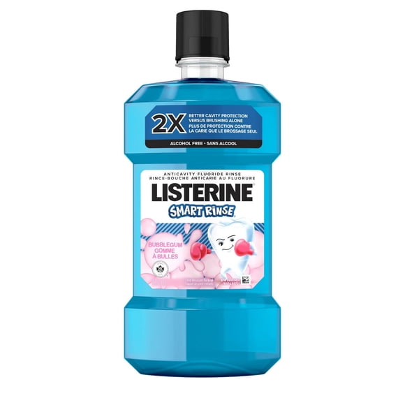 Listerine Smart Rinse Bubble Gum, Kids Mouthwash, Anticavity Fluoride rinse, Alcohol-Free, 500 mL
