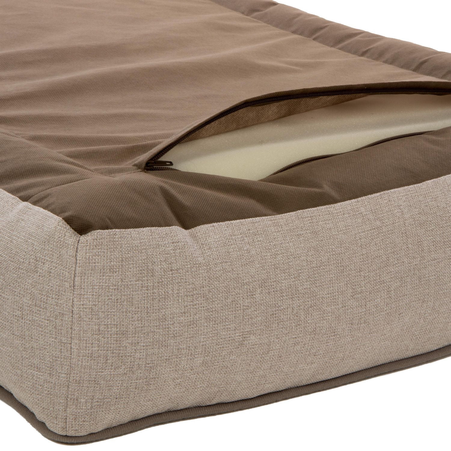 TrustyPup Bolstered Bliss Pet Bed, Dog Bed, Heather Basket Woven Brown
