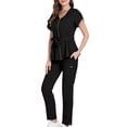 thumbnail image 3 of Milaget Nursing Scrubs Sets Breathable Comfortable Front Zipper Top Nurse Tops Pants Set XS Size Black, 3 of 9