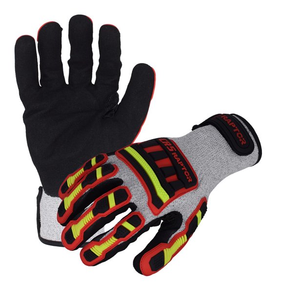 Azusa Safety CR5 RAPTOR Heavy Cuty Cut Resistant Work Glove Sandy Textured Nitrile Finish with Impact Protection Large (1 Pair)