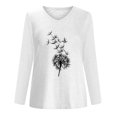 thumbnail image 4 of Yuyuzo Womens Basic Fall Tops V Neck Long Sleeve Dandelion Pattern Comfy Tunic Top Tees Pullover Blouse, 4 of 4