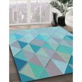 thumbnail image 3 of Ahgly Company Tapis d'Intérieur Rectangulaire Transitionnel Bleu Koi Bleu Lavable à la Machine, 2 Pieds x 5 Pieds, 3 of 7
