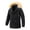 Black-B, variant on Penkiiy Men's Winter Cargo Work Jacket Fleece Lined Thicken Military Jacket with Removable Hood L Green