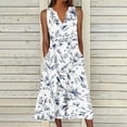 thumbnail image 2 of EQWLJWE Robes pour Femmes 2023 Élégantes Robe d'Été pour Femmes Design Décontracté Robe Dégradée Sans Manches Col en V Longue Robe Liquidation Robes pour Femmes, 2 of 6
