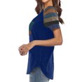 thumbnail image 1 of T-Shirt pour Femmes à Manches Courtes, T-Shirt à Col Rond à Manches Courtes, Haut à Rayures avec Poche, T-Shirt, Bleu, TG, 1 of 6