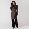 thumbnail image 2 of Devoted hooded long sleeve A-line jacket with a belt, 2 of 5