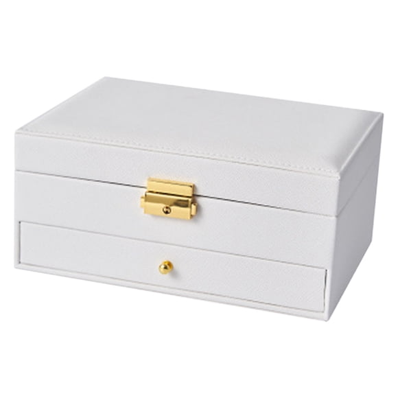 Jewelry Box with Lock and Key Jewelry Box with Lock and Mirror Jewelry Organizer Storage Case with 2-Layers Display for Earrings Bracelets Rings Watches Jewelry Box Necklace Organizer