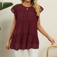 thumbnail image 3 of Timegard Hauts pour Femmes Manches Courtes en Chiffon Blouse Ample Légère Col Rond Été Plage Vacances Hauts, 3 of 5