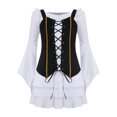 thumbnail image 4 of Aislor Robe Pirate Victorienne Renaissance pour Filles Manches Longues Robe Midi en Dentelle avec Gilet Ensemble Costume Halloween Blanc Noir 14, 4 of 7