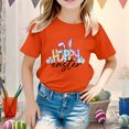 thumbnail image 2 of 4t Fille Tout-Petit Extra Large Enfant Filles Pâques Mignon Graphique Col Rond Manches Courtes T-Shirt Décontracté d'Été, 2 of 4