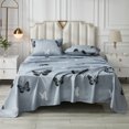 thumbnail image 1 of Move Over 4 pcs Butterfly Sheet Set Full Grey Fitted Sheet Chic Butterflies Pattern All Around Elastics Deep Pocket Sheet, 1 of 8