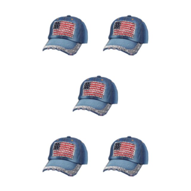 kurtrusly Sun Protection Cap With Adjustable Strap For Baseball Lovers Baseball Cap Polyester Hat Multi-colors Fashionable Denim 3 5Set