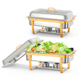 thumbnail image 1 of Chafing Dish Full Set, 2/4/6 Pack Stainless Steel Catering Chafer, Rectangle Buffet Food Warmers with Lids, Pans & Fuel Holders for Parties, Events & Weddings, 1 of 8