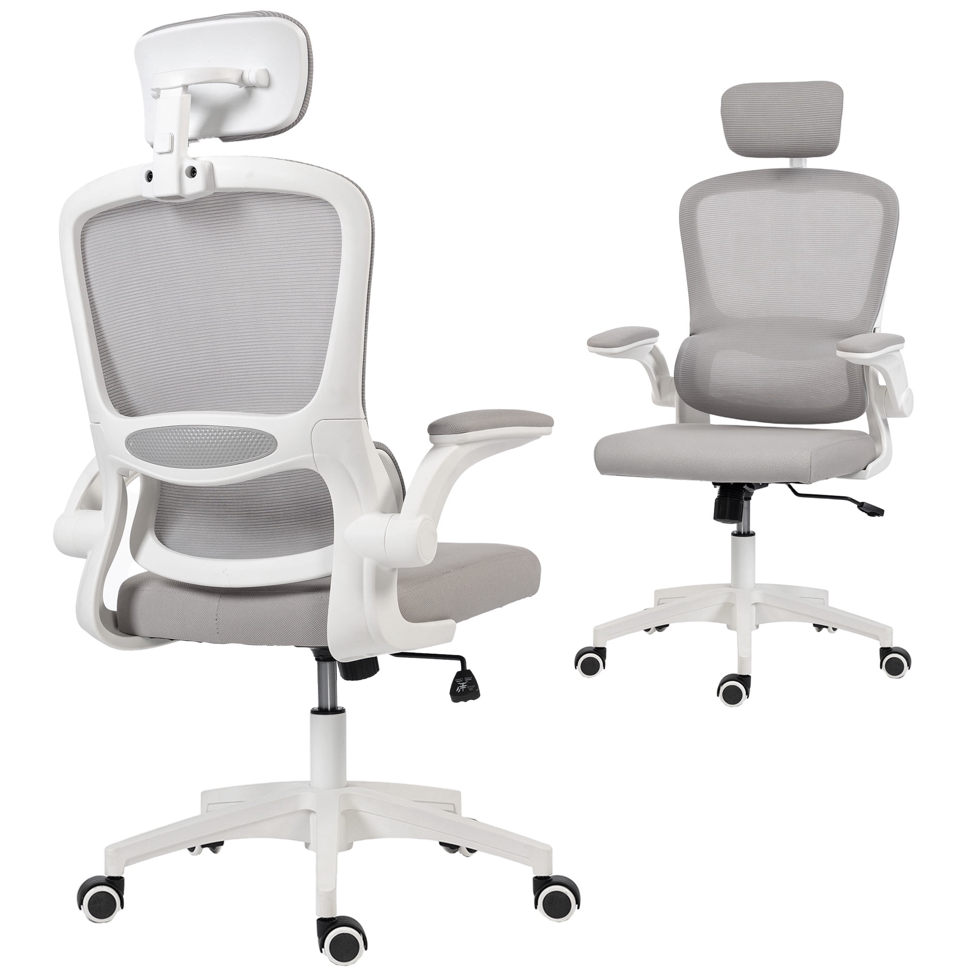 HOMCOM Ergonomic Office Chair, Desk Chair with Lumbar Support, Grey