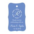 thumbnail image 1 of 100 PCS Custom Made Scallop Edges Hang Tags Thank You For Celebrating Wedding Favor Gift Paper Tags, 1 of 1