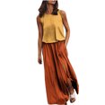 thumbnail image 1 of UPPADA Robe Débardeur Sans Manches pour Femme Été Bohème Fluide Robe d'Été Plissée Col Ras du Cou Robes Maxi Soirée Mariage Robes avec Poches Jaune,P, 1 of 1