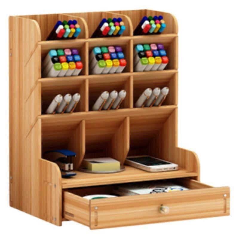 Desk Organizer Bamboo Pen Holder, Desk Organizer Office Organization System, Table Organization for Home, Office, School