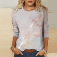 thumbnail image 1 of Chandails de Maternité Mode pour Femmes T-shirt Imprimé Blouse à Manches 3/4 Col Rond Hauts Décontractés Hauts à Manches 3/4 pour Femmes Été en Liquidation, 1 of 4