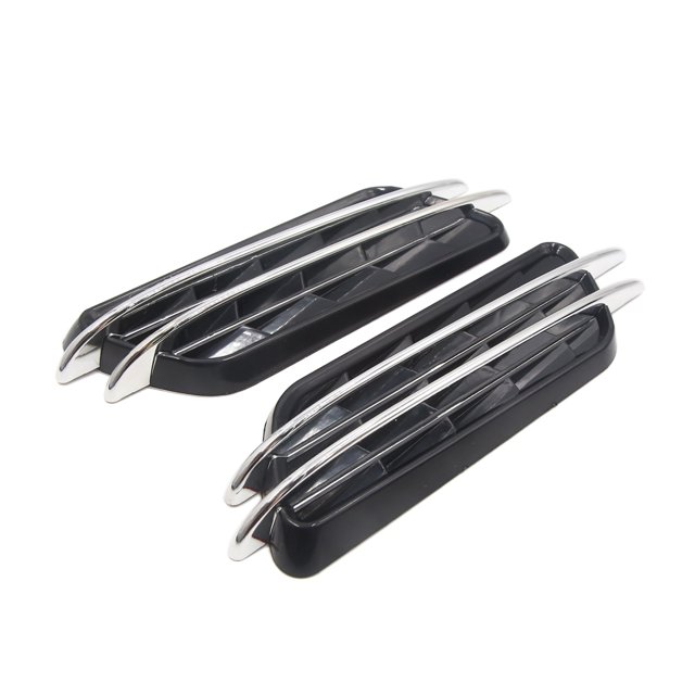 Unique Bargains 2Pcs Black Silver Tone Car Vehicle Side Fender Vent Air Flow Decoration Sticker