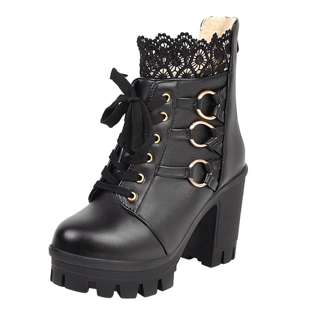 CEHVOM 2021 Automne et Hiver Nouvelles Bottines Courtes en Cuir à Bout Rond à Semelle Épaisse Style Britannique pour Femmes