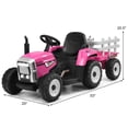thumbnail image 2 of Costway 12V Kids Ride On Tractor with Trailer Ground Loader w/ RC & Lights Pink, 2 of 10
