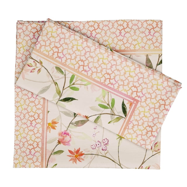 Vargottam Collection de Luxe Linge de Table Décor Serviette en Coton Tissu Imprimé Serviettes Réutilisables Ensemble de 6, 20 Pouces X 20 Pouces - Floraux